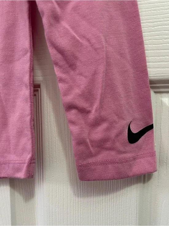 Nike Girls Rose Pink Long-Sleeve Tee with Neon Swoosh - Picture 2 of 6